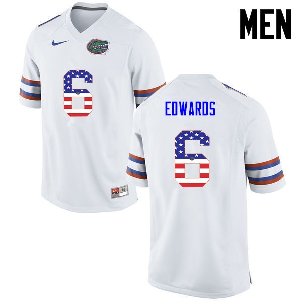 Florida Gators Men #6 Brian Edwards College Football Jersey USA Flag Fashion White